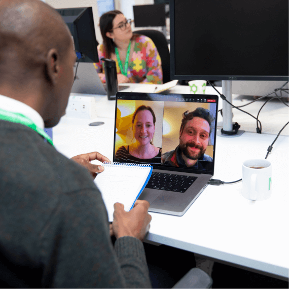 man on video call